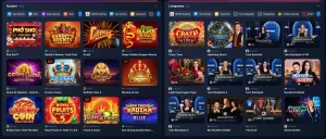 Раздел Casino на сайте 1win с обширным списком слотов и лайв-игр